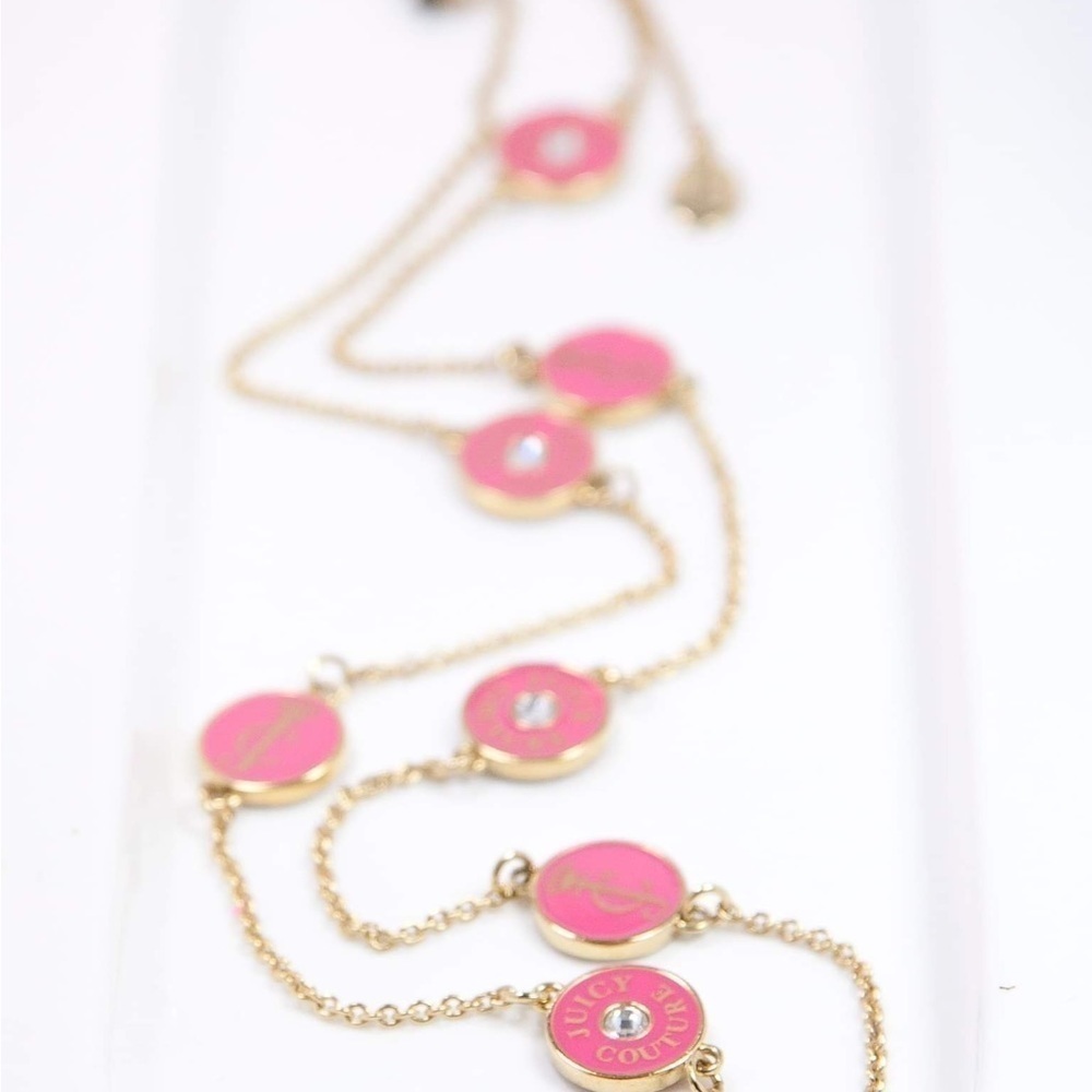 Juicy Couture Pink Long Disc Necklace NWT - Picture 6 of 8